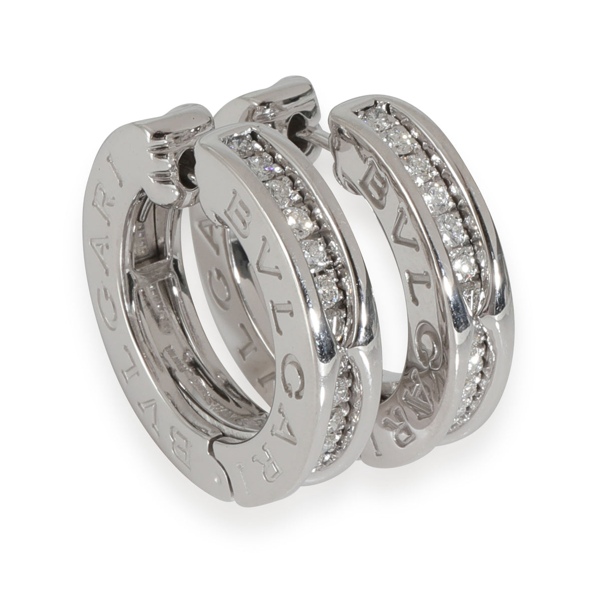 Bvlgari B.zero1 Hoop Earring With Diamonds in 18K White Gold, 3/4 Ctw.