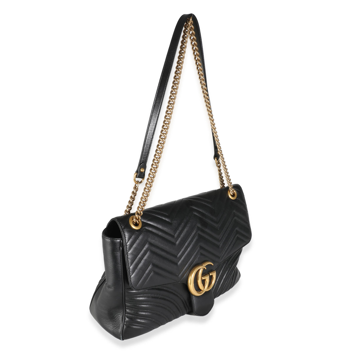 Black Matelasse Calfskin Large GG Marmont Bag