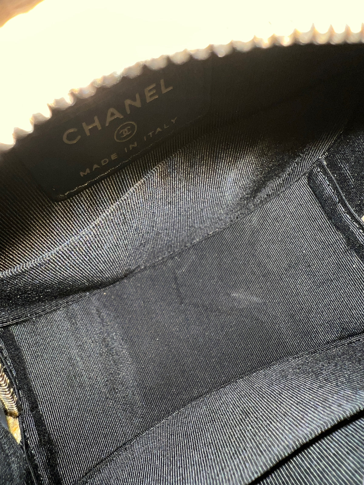 Metallic Gold Croc Embossed Calfskin Round Clutch On Chain