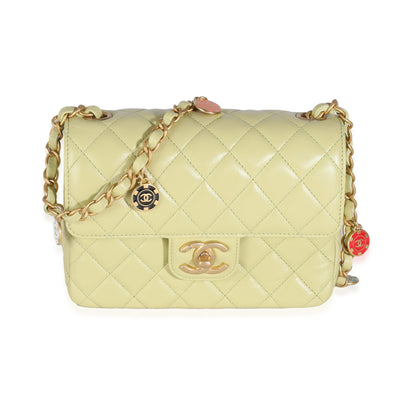 Green Quilted Lambskin Coin Chain Mini Flap Bag