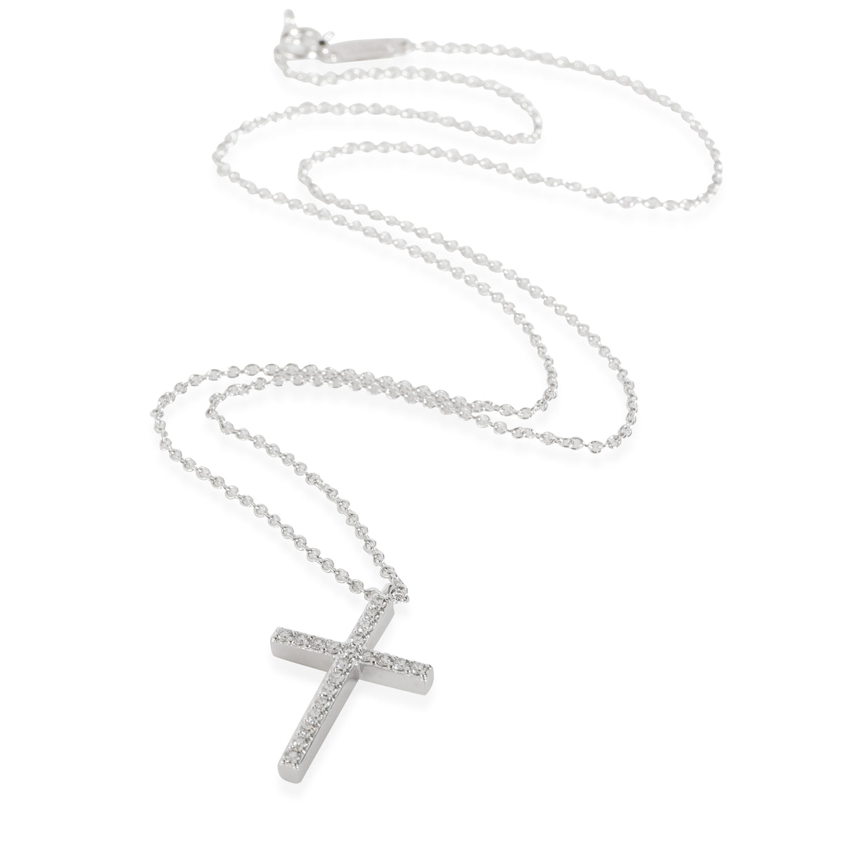 Diamond Cross Pendant in 18k White Gold 0.15 CTW