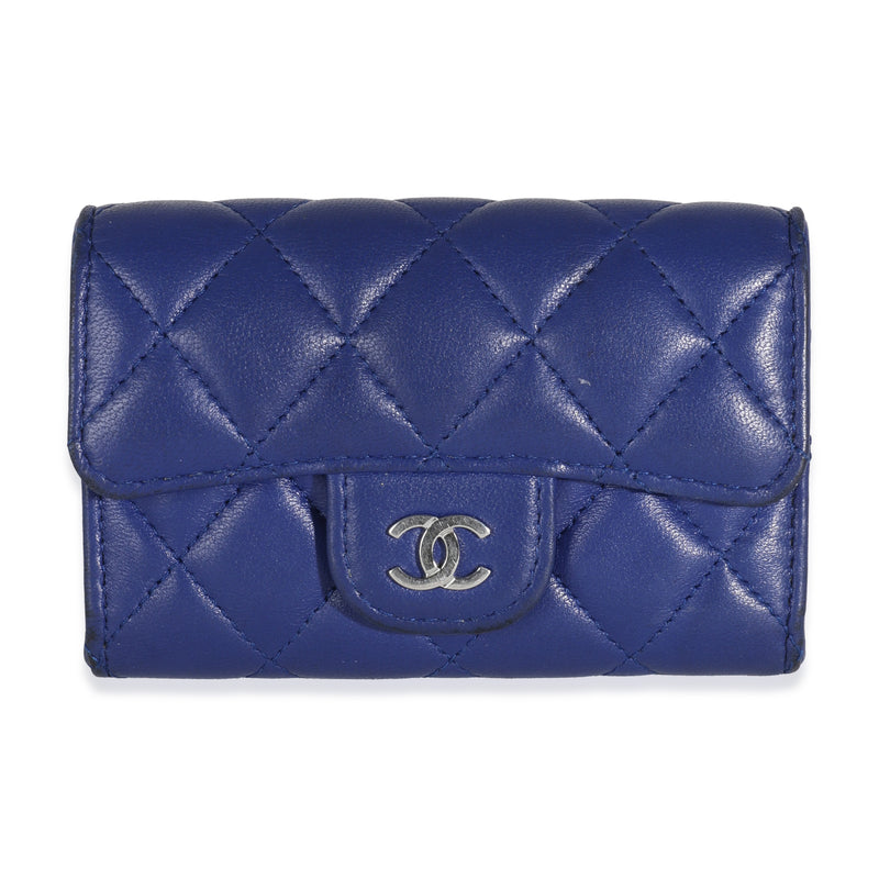 Navy Quilted Lambskin Classic Card Case