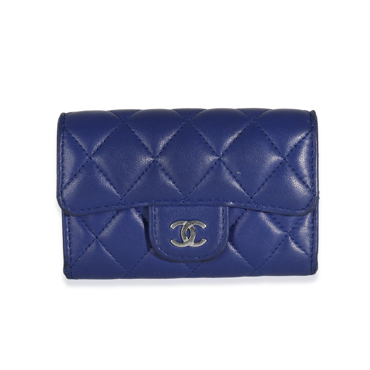 Navy Quilted Lambskin Classic Card Case