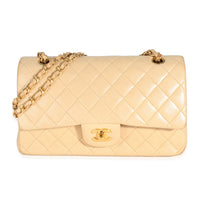 Vintage 24K Beige Quilted Lambskin Medium Classic Double Flap Bag