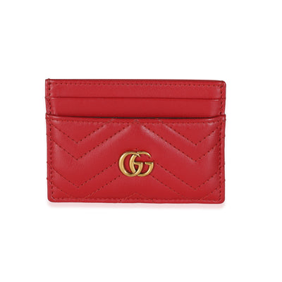 Red Matelasse Calfskin GG Marmont Card Case