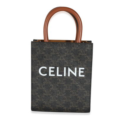 Tan Calfskin Triomphe Canvas Mini Vertical Cabas Tote