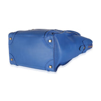 Blue Smooth Calfskin Mini Luggage Tote