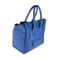 Blue Smooth Calfskin Mini Luggage Tote