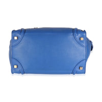 Blue Smooth Calfskin Mini Luggage Tote