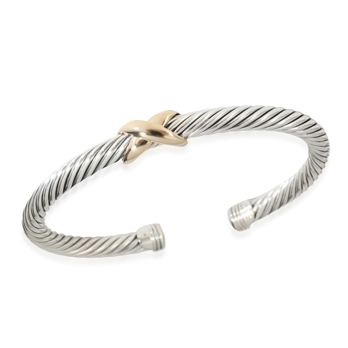 Cable X Bracelet in 14k Yellow Gold/Sterling Silver