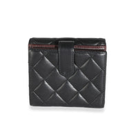 Black Quilted Lambskin Compact Wallet