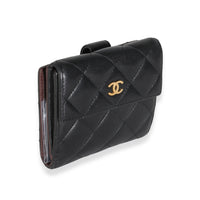 Black Quilted Lambskin Compact Wallet