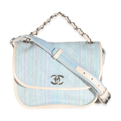 Light Blue Striped Denim Small Jungle Stroll Messenger