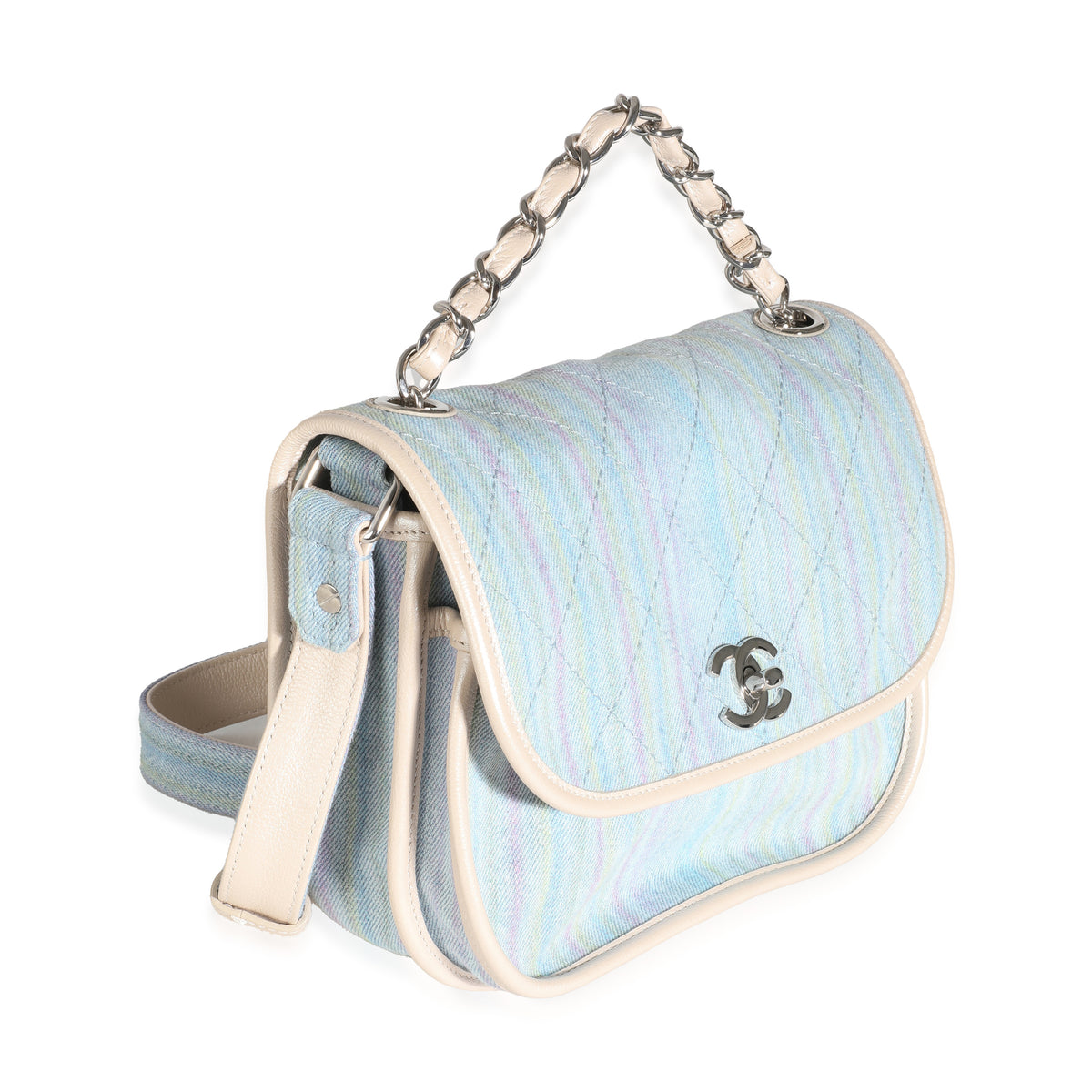 Light Blue Striped Denim Small Jungle Stroll Messenger