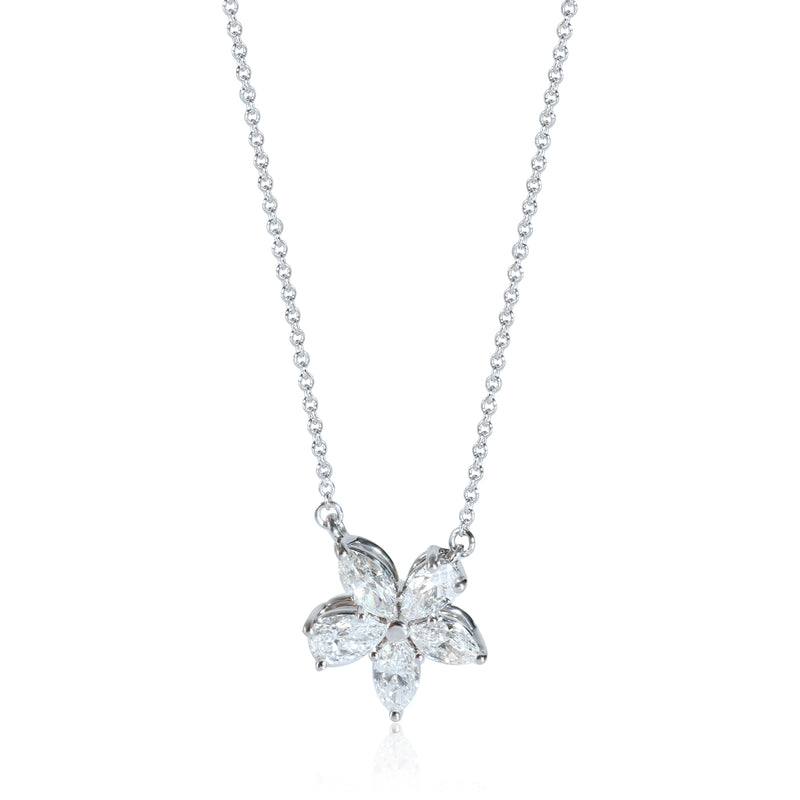 Victoria Mixed Cluster Pendant in Platinum 0.88 CTW, Large