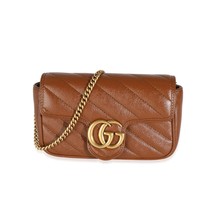 Brown Calfskin Super Mini GG Marmont Bag