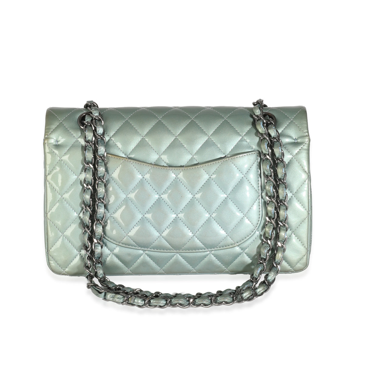 Green Quilted Patent Medium Classic Double Flap Bag