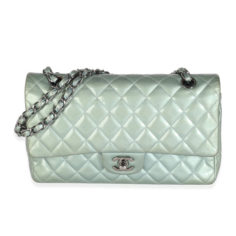 Green Quilted Patent Medium Classic Double Flap Bag