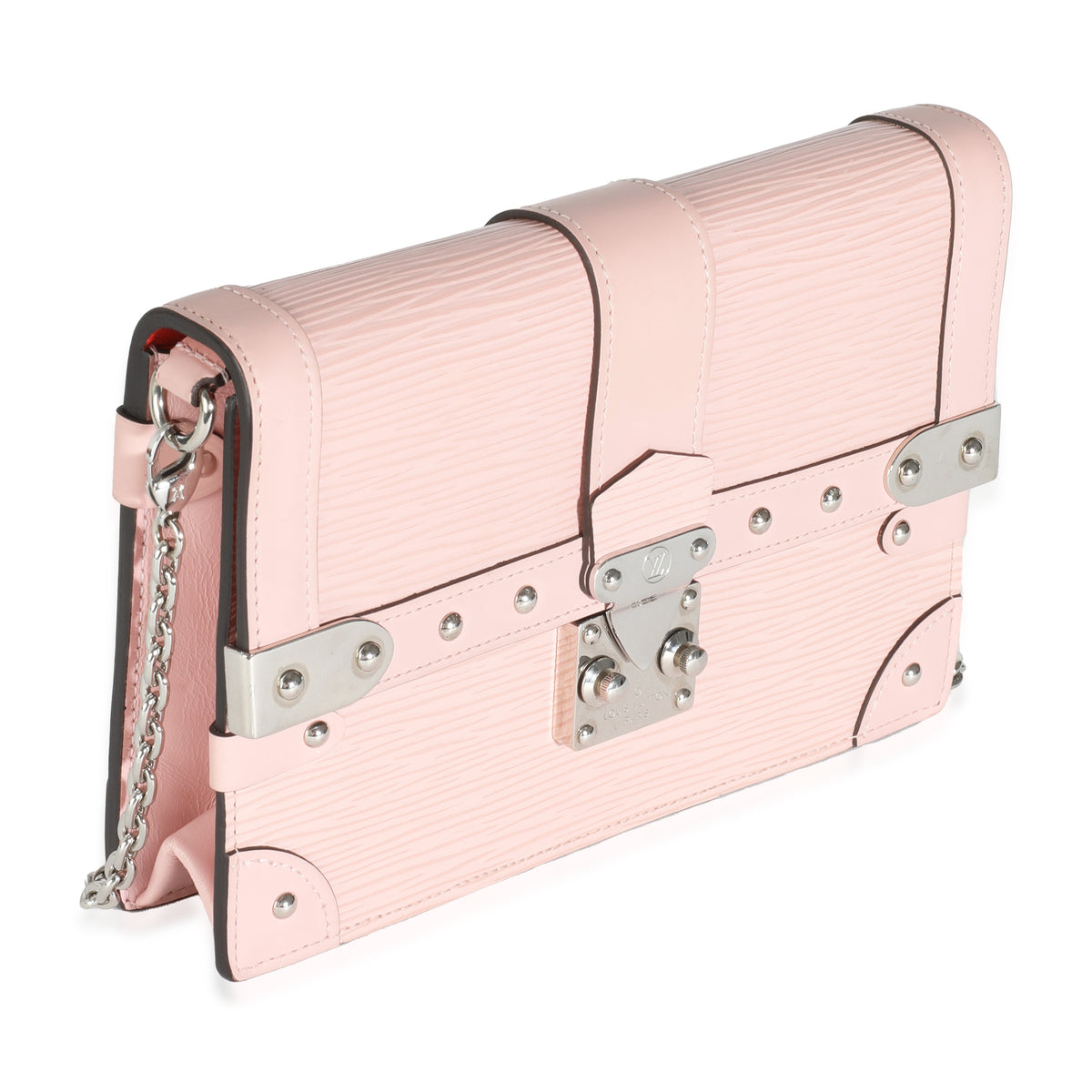 Louis Vuitton Rose Ballerine Epi Trunk Chain Wallet Handbag pv