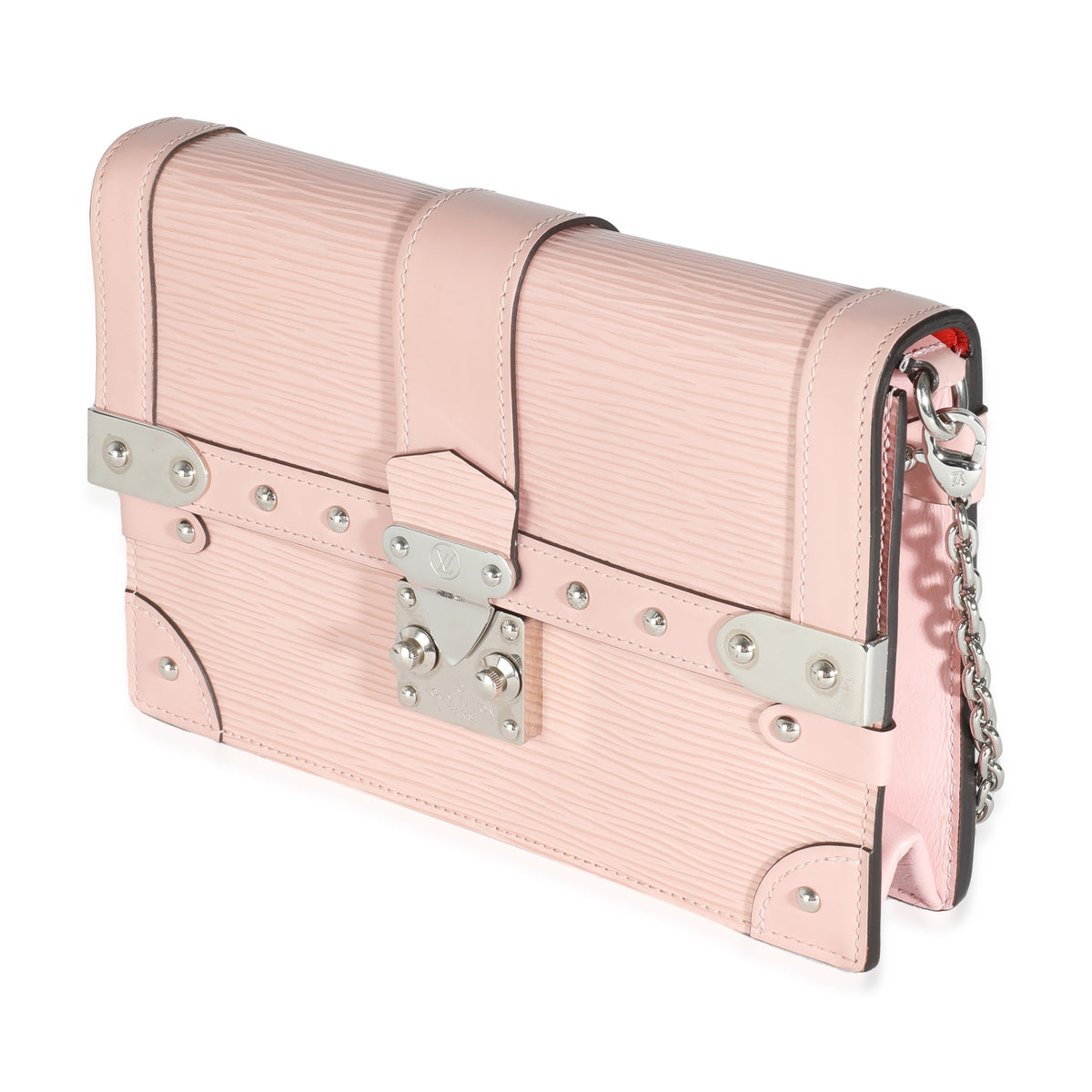 Louis Vuitton Rose Ballerine Epi Trunk Chain Wallet Handbag sv