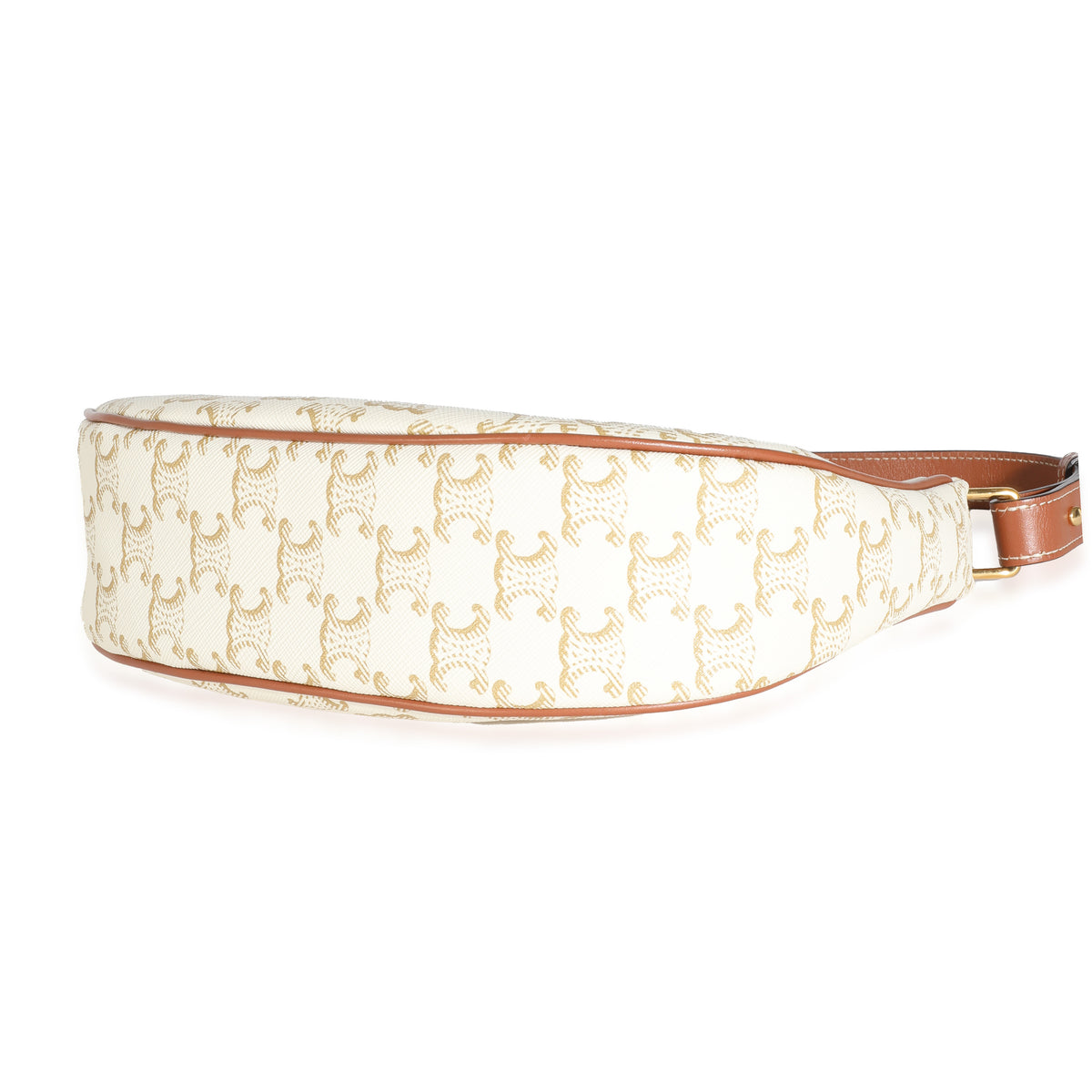 Tan Calfskin White Triomphe Canvas Ava Hobo