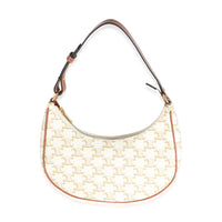 Tan Calfskin White Triomphe Canvas Ava Hobo