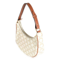 Tan Calfskin White Triomphe Canvas Ava Hobo