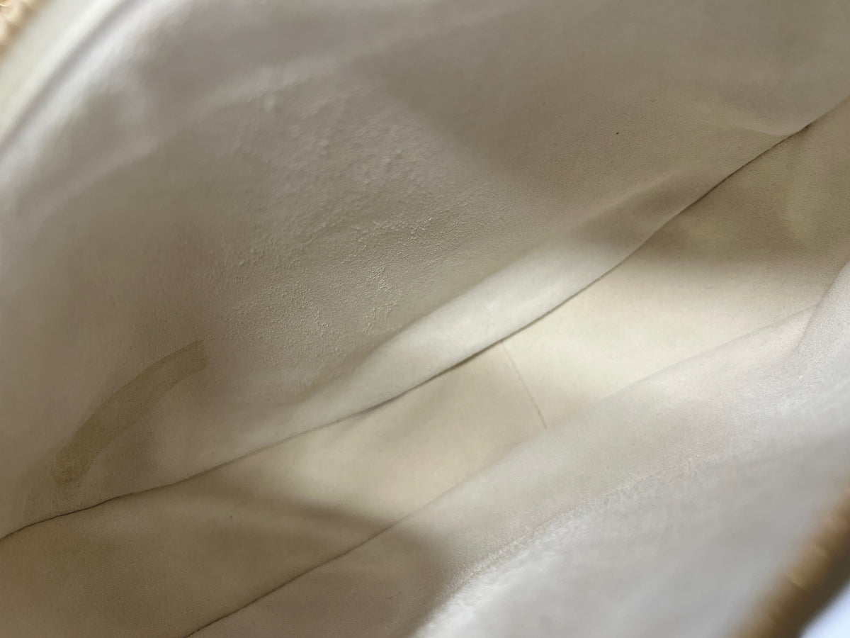 White Cotton Supple Calfskin Cuir Triomphe Small Heloise Bag