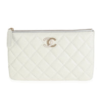 24B Light Grey Quilted Caviar Small Pouch