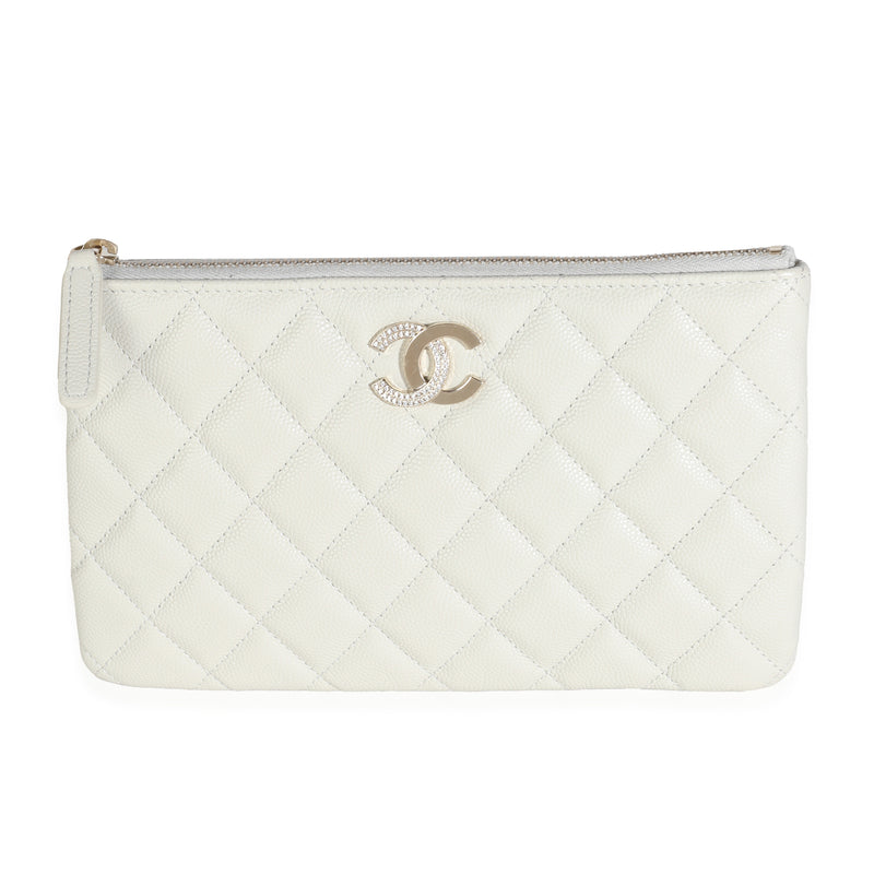 24B Light Grey Quilted Caviar Small Pouch