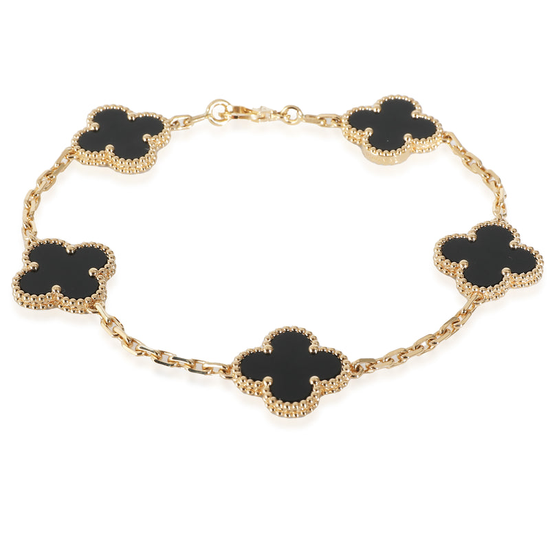 Alhambra Onyx Bracelet in 18k Yellow Gold