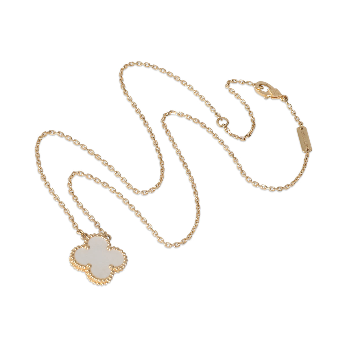 Vintage Alhambra White Mother Of Pearl Pendant in 18K Gold