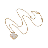 Vintage Alhambra White Mother Of Pearl Pendant in 18K Gold