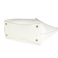 White Saffiano Double Buckle Open Tote