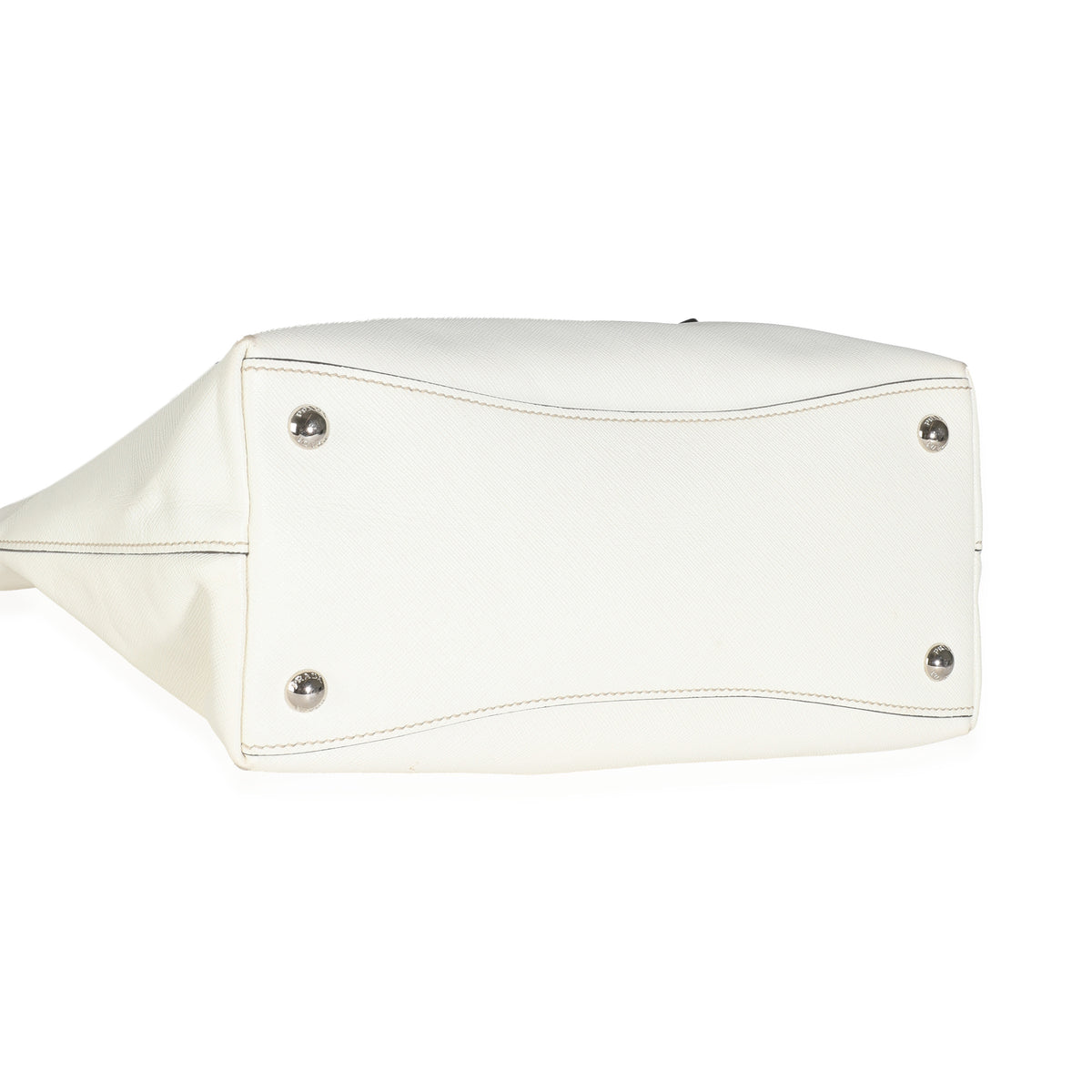 White Saffiano Double Buckle Open Tote