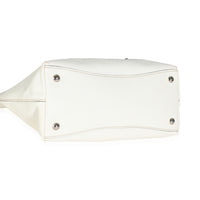 White Saffiano Double Buckle Open Tote