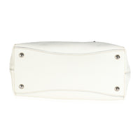 White Saffiano Double Buckle Open Tote
