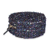 Metallic Purple Tweed Round Clutch With Chain