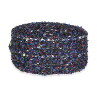 Metallic Purple Tweed Round Clutch With Chain