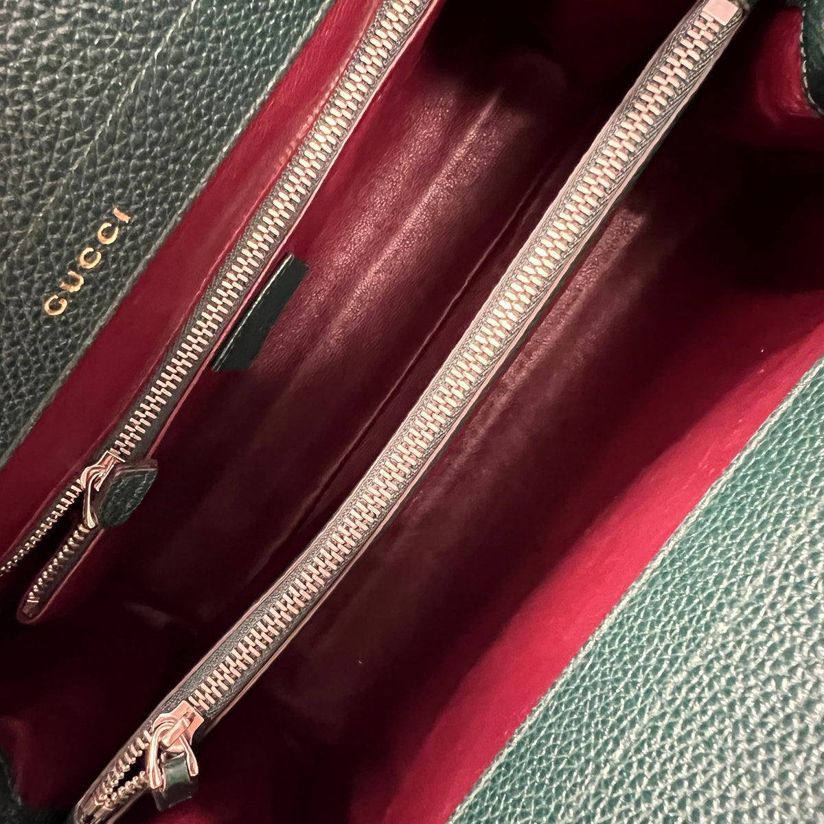 Dark Green Grainy Calfskin Small Zumi Top Handle Bag