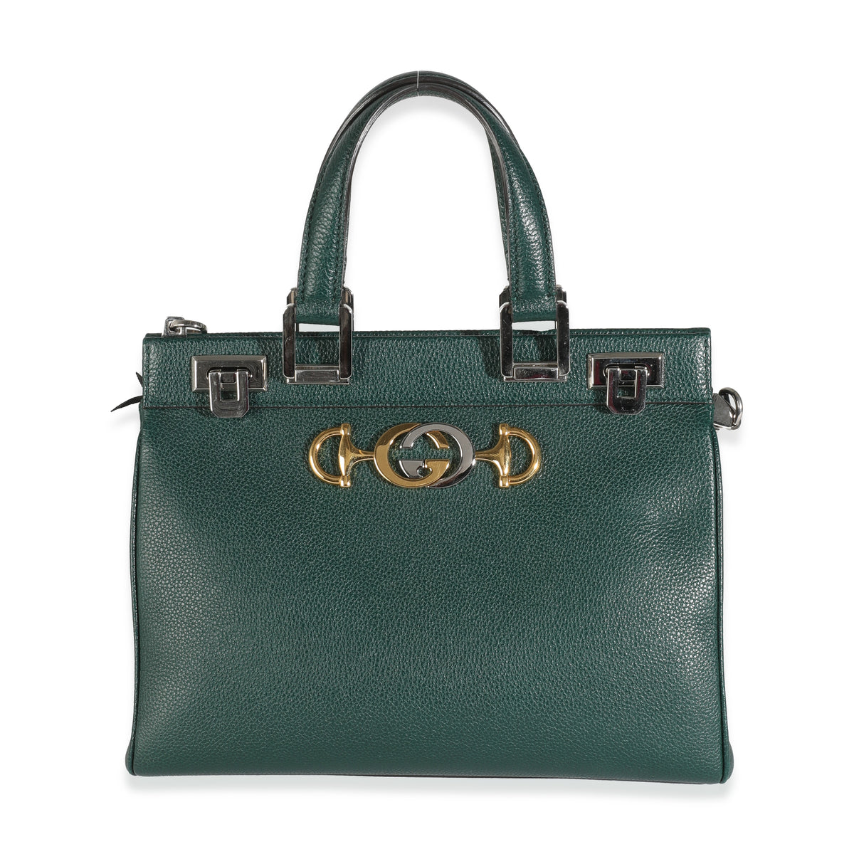 Dark Green Grainy Calfskin Small Zumi Top Handle Bag