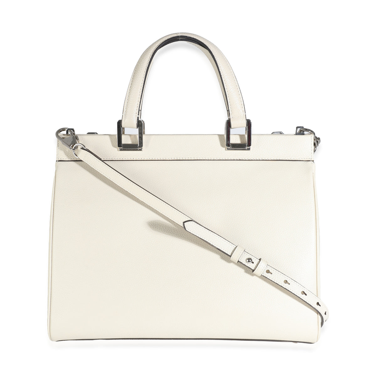 Mystic White Grainy Calfskin Medium Zumi Top Handle Bag