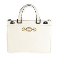 Mystic White Grainy Calfskin Medium Zumi Top Handle Bag