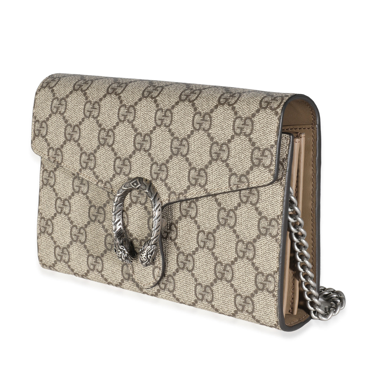 Beige GG Supreme Canvas Dionysus Chain Wallet