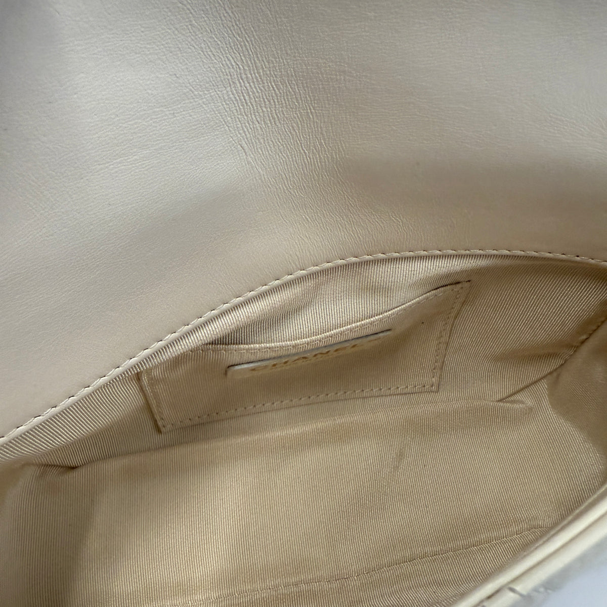 White Shiny Quilted Lambskin Pearl Chain Mini Flap Bag