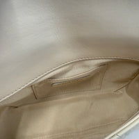 White Shiny Quilted Lambskin Pearl Chain Mini Flap Bag