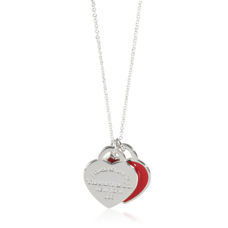 Return To Tiffany Double Heart Tag Pendant With Red Enamel, Small