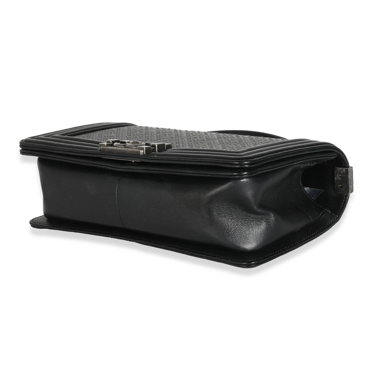 Black Studded Lambskin Medium Boy Bag