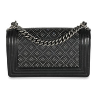 Black Studded Lambskin Medium Boy Bag