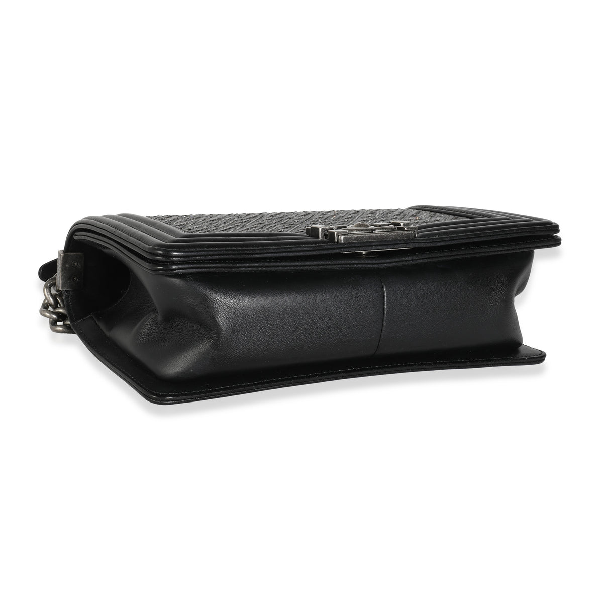 Black Studded Lambskin Medium Boy Bag